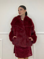 Double-Breasted Fur Coat Y0238 Bordeaux