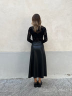 Gonna Midi Ecopelle 8066 Nero