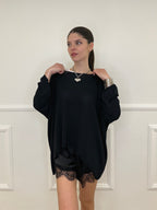 Twin Set Maxi Maglia e Canotta 53716 Nero