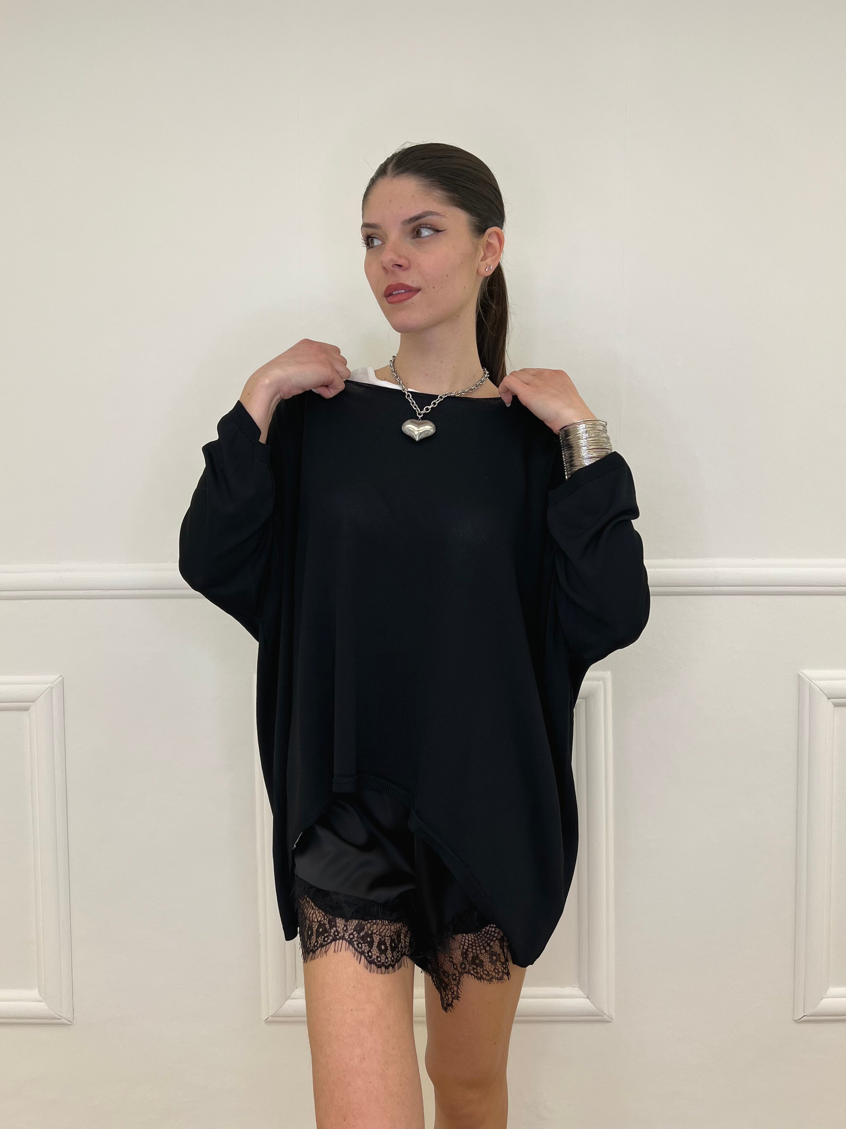 Twin Set Maxi Maglia e Canotta 53716 Nero