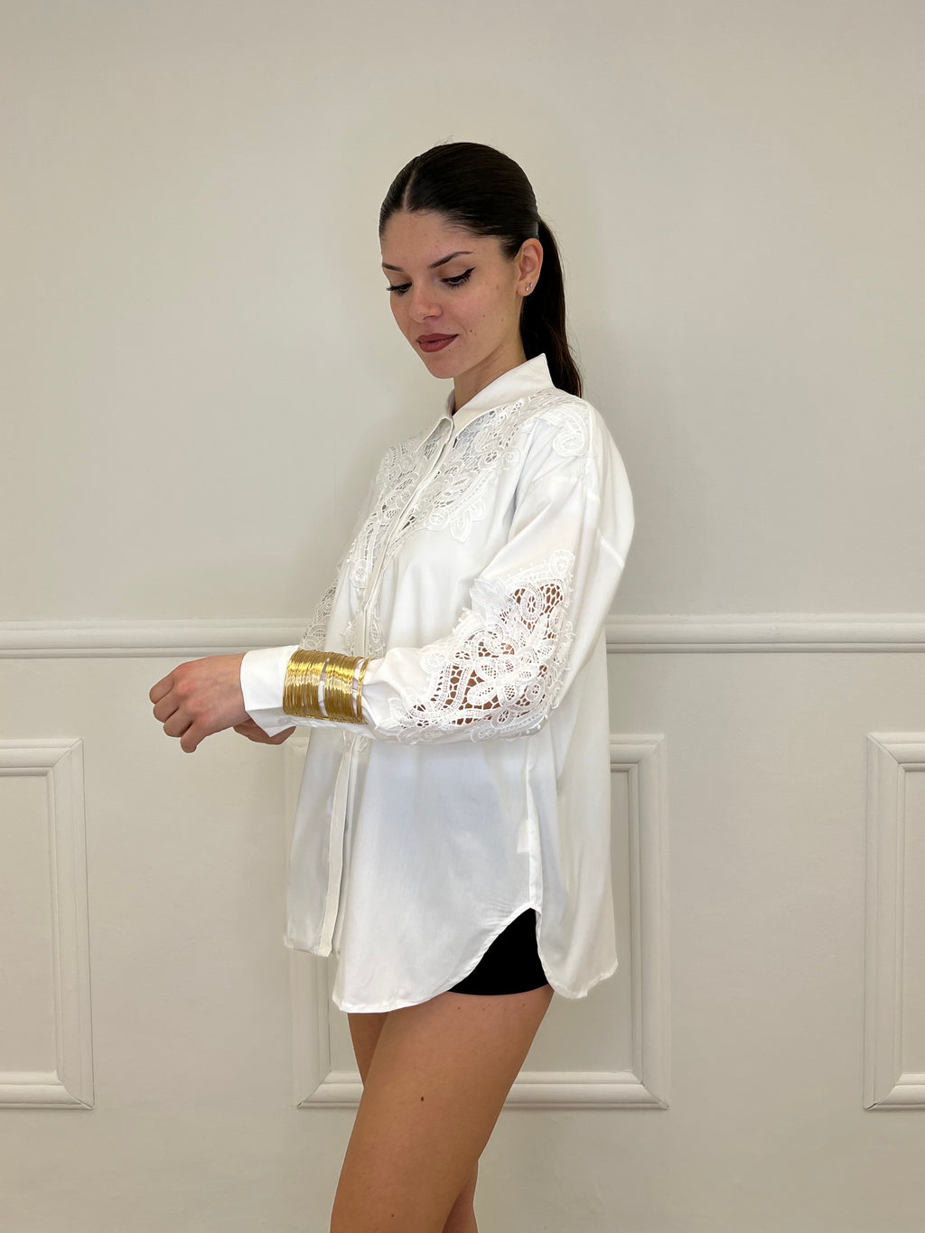 Camicia Inserti Sangallo 2264 Bianco