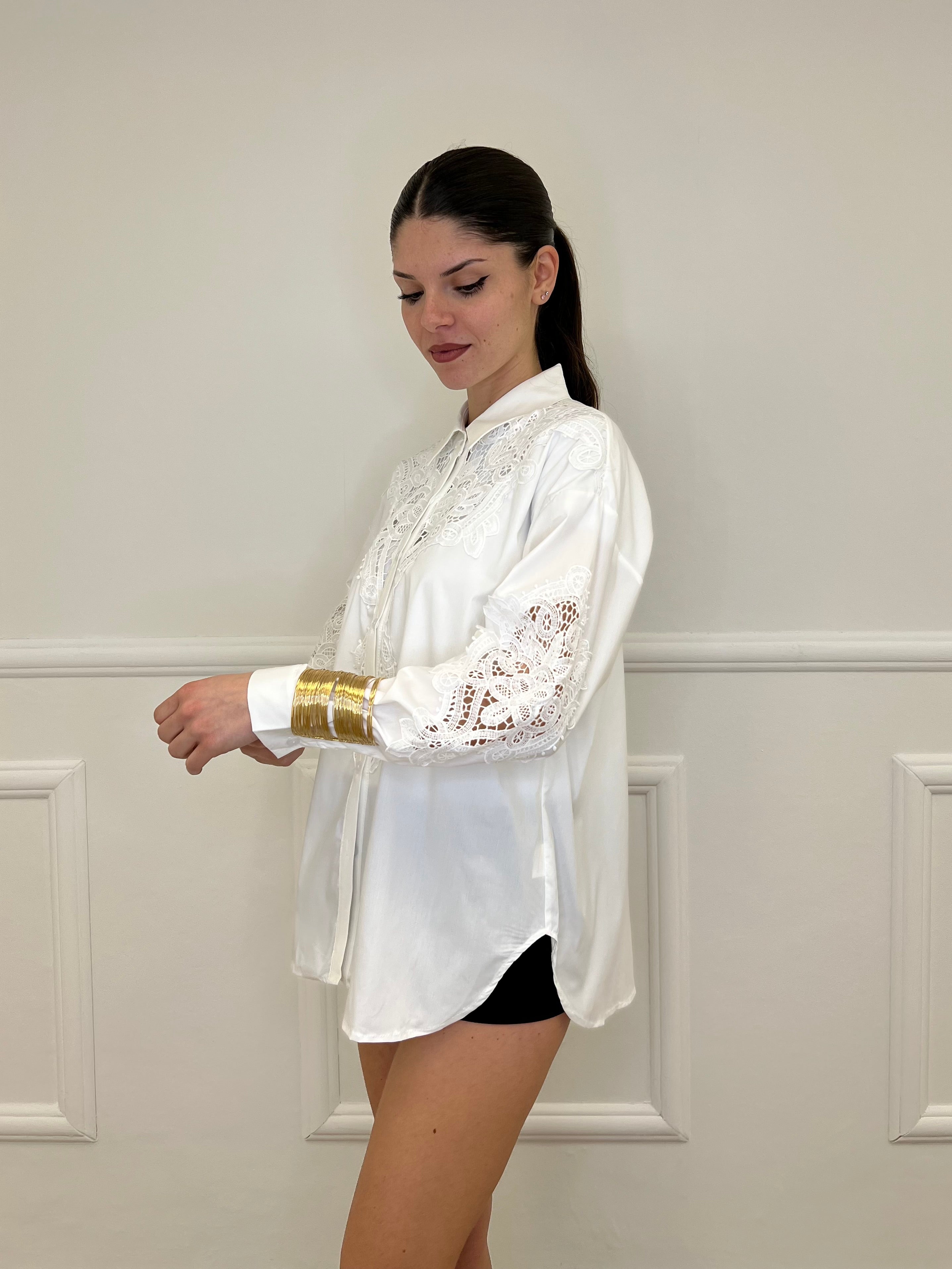 Camicia Inserti Sangallo 2264 Bianco