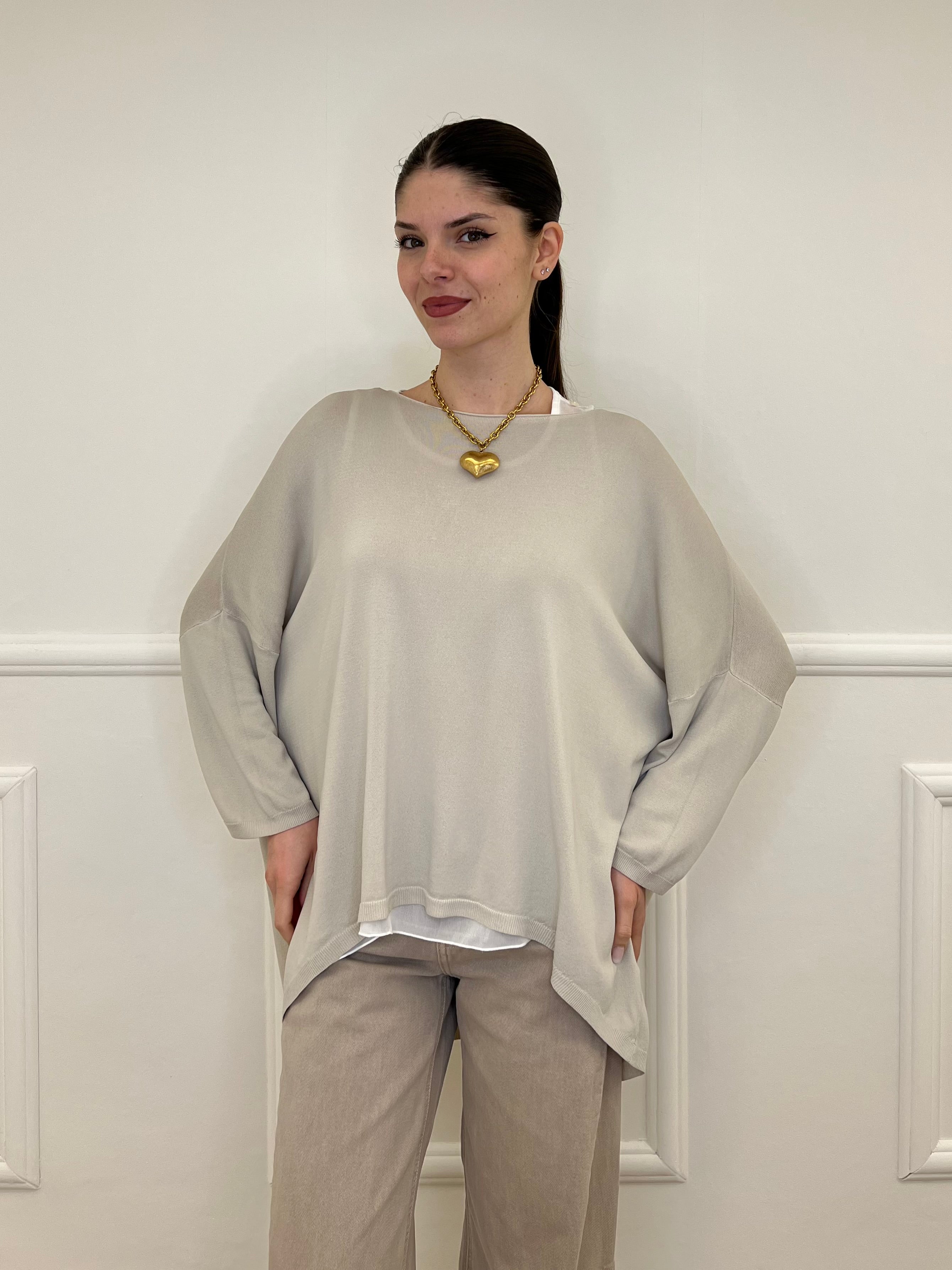 Twin Set Maxi Maglia e Canotta 53716 Ecru