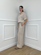 Pantalone Lino Coulisse 23216 Beige