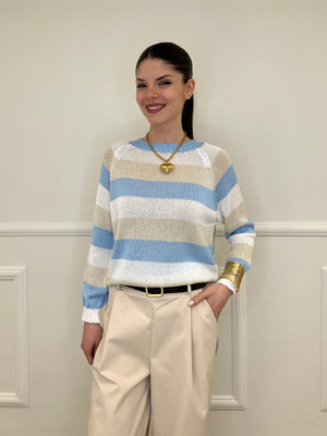 Maglia a Righe 25054 Azzurro