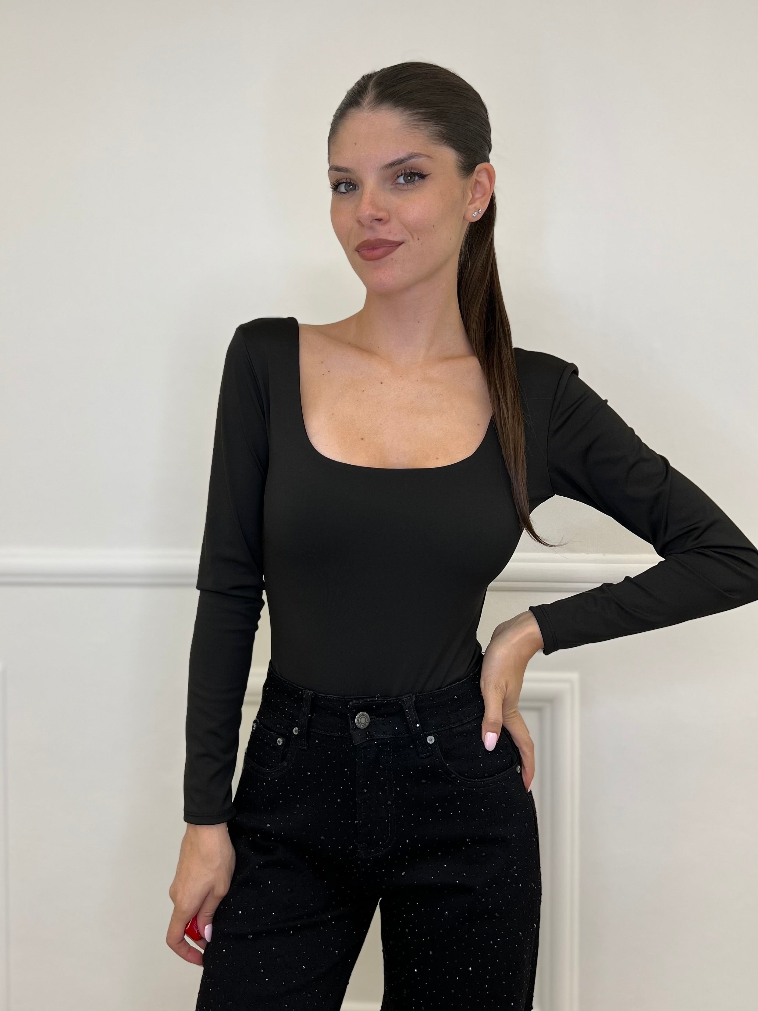 Body Quadrato 6734 Nero - Bazar Abbigliamento