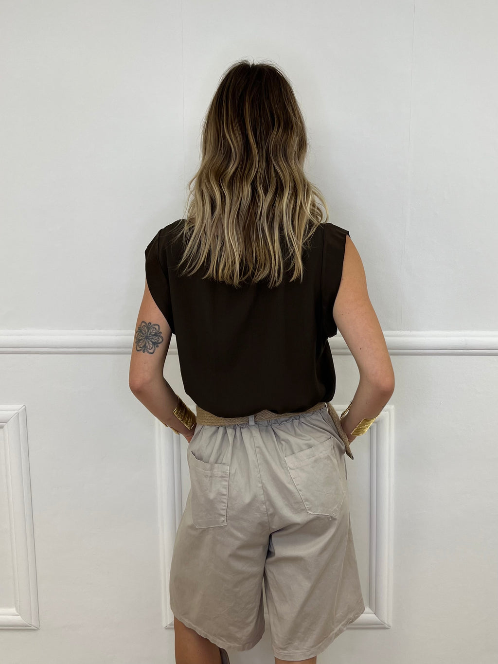 Blusa Viscosa Profili Satin 83307 Marrone
