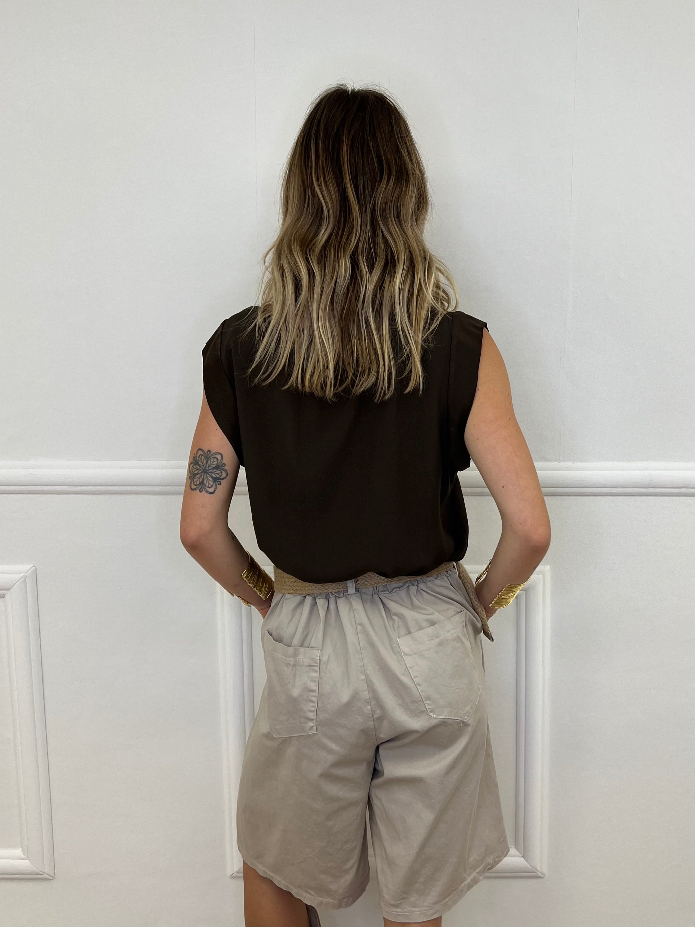 Blusa Viscosa Profili Satin 83307 Marrone