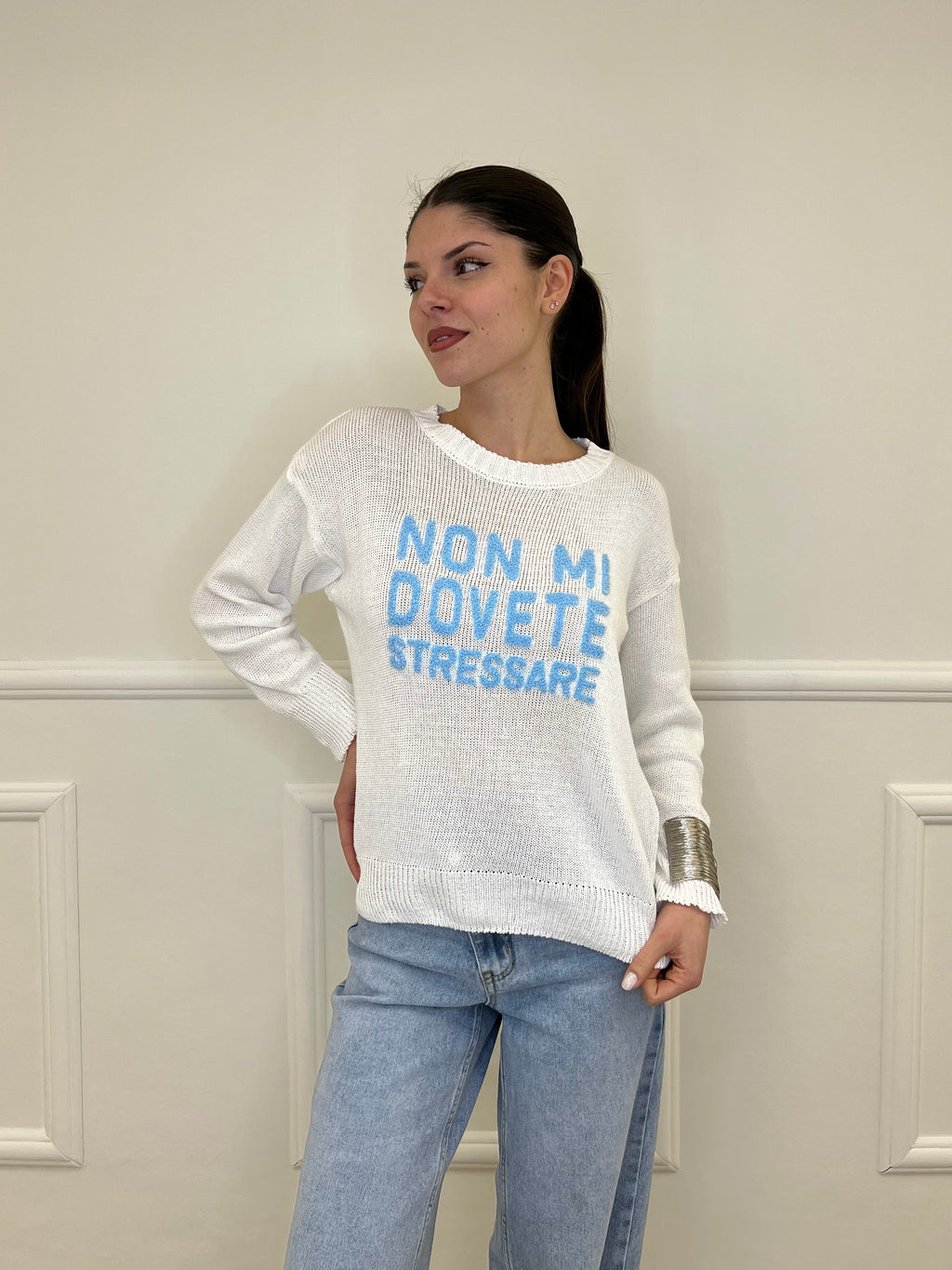 Maglia "Non Mi Dovete Stressare" 3695 Bianco