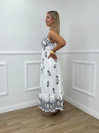 Abito Impero Ricami Paisley 2686 Blu