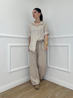 Pantalone Lino Coulisse 23216 Beige