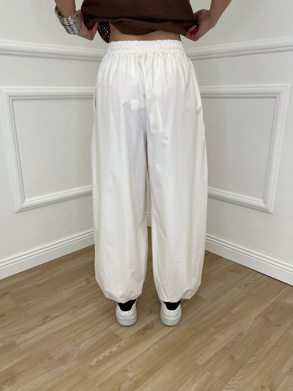 Pantalone Parachute Popeline 37199 Panna