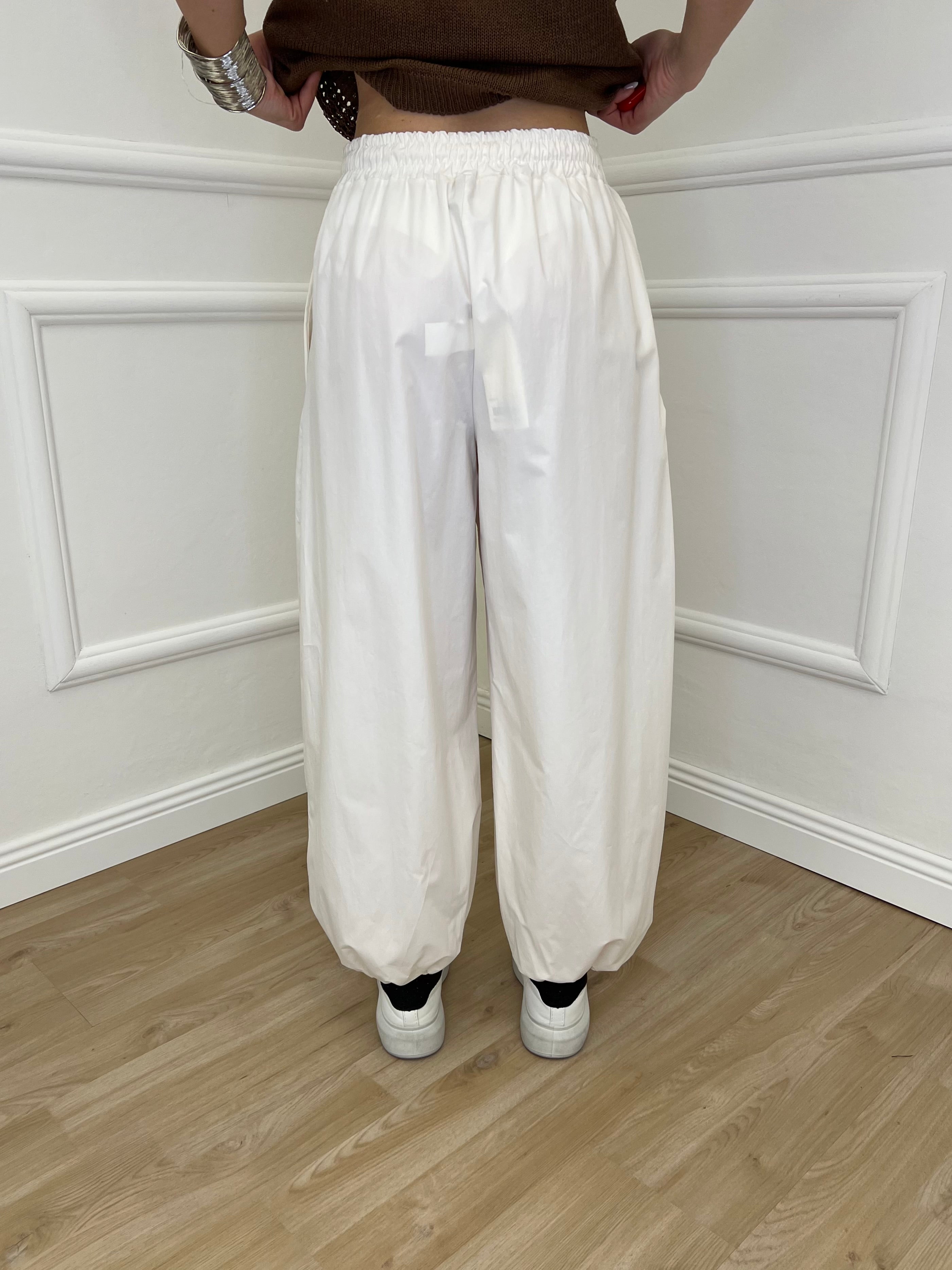 Pantalone Parachute Popeline 37199 Panna