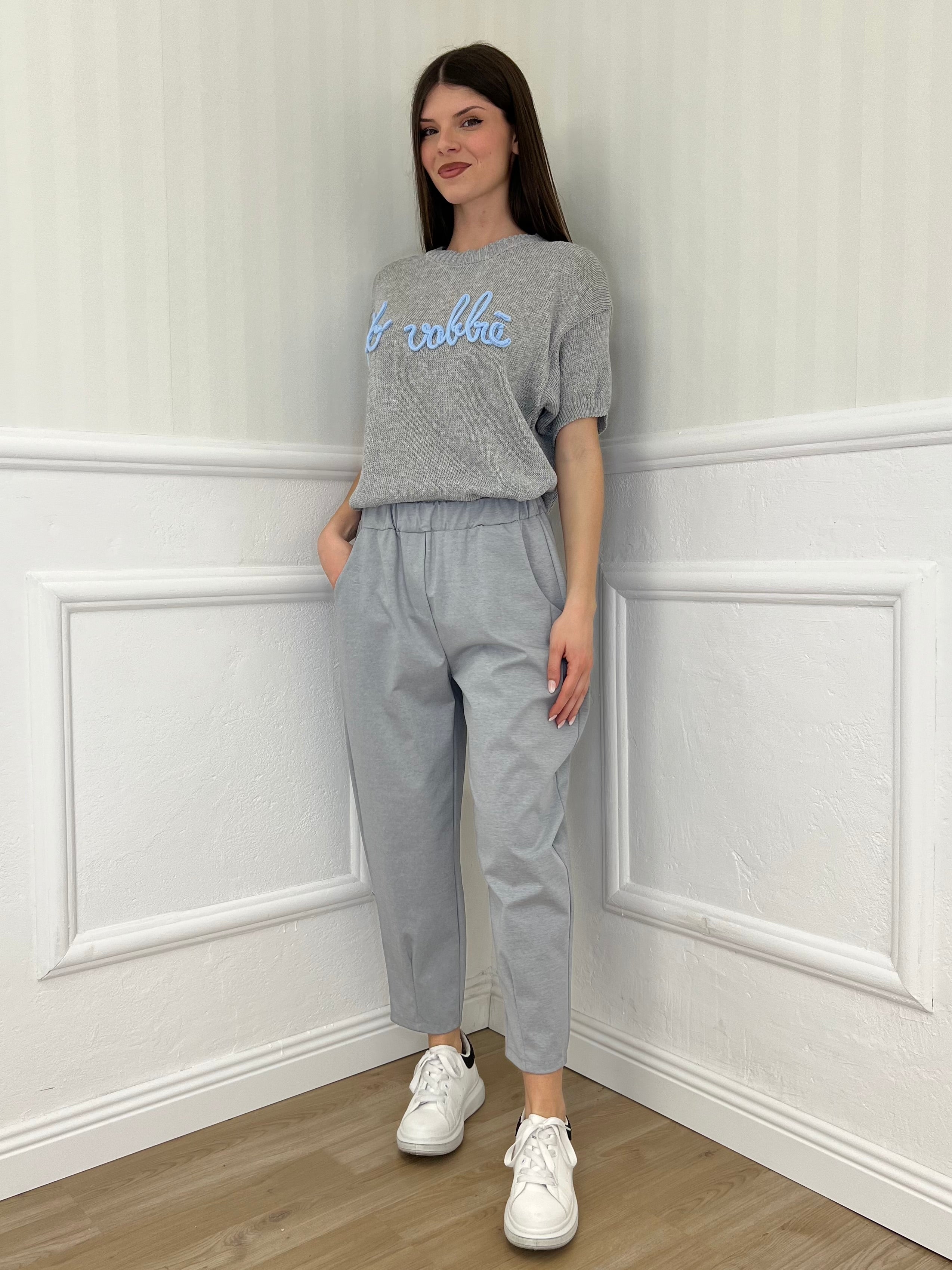 Pantalone Carrot 2527 Grigio Perla - Bazar Abbigliamento