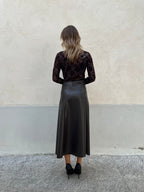 Gonna Midi Ecopelle 8066 Marrone
