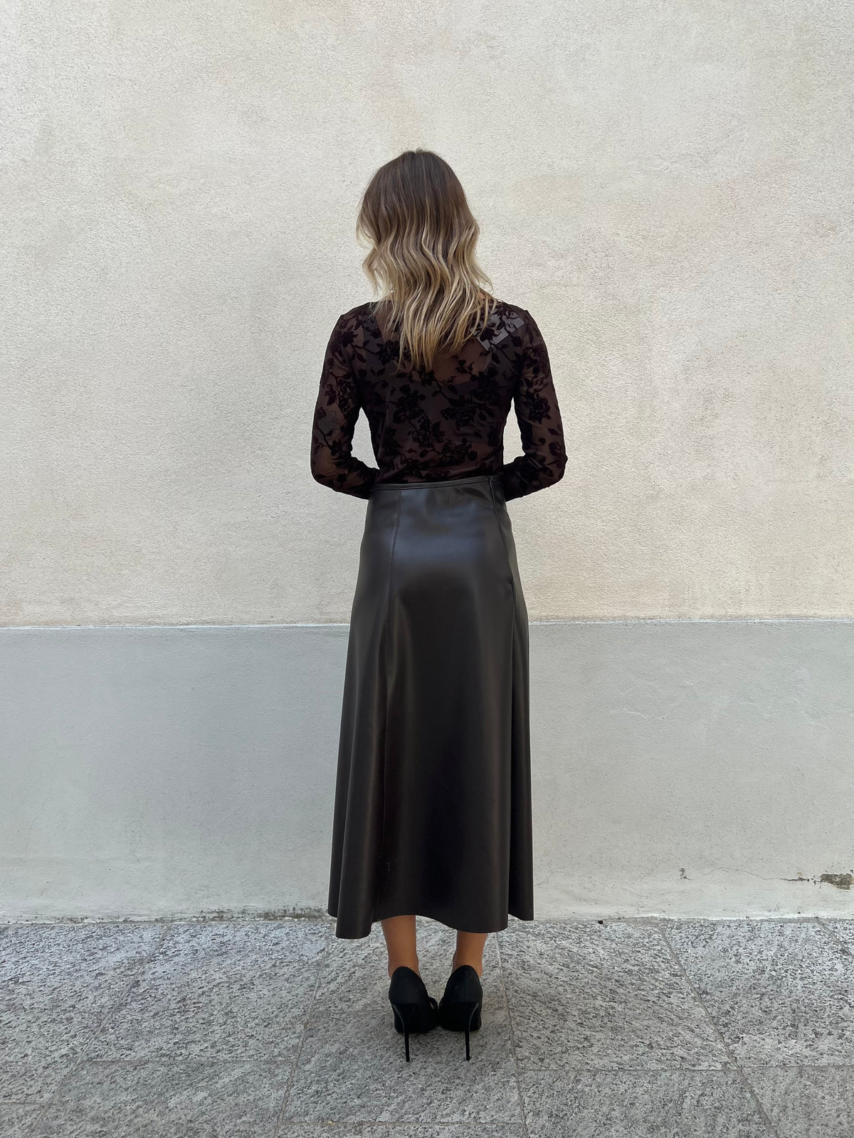 Gonna Midi Ecopelle 8066 Marrone