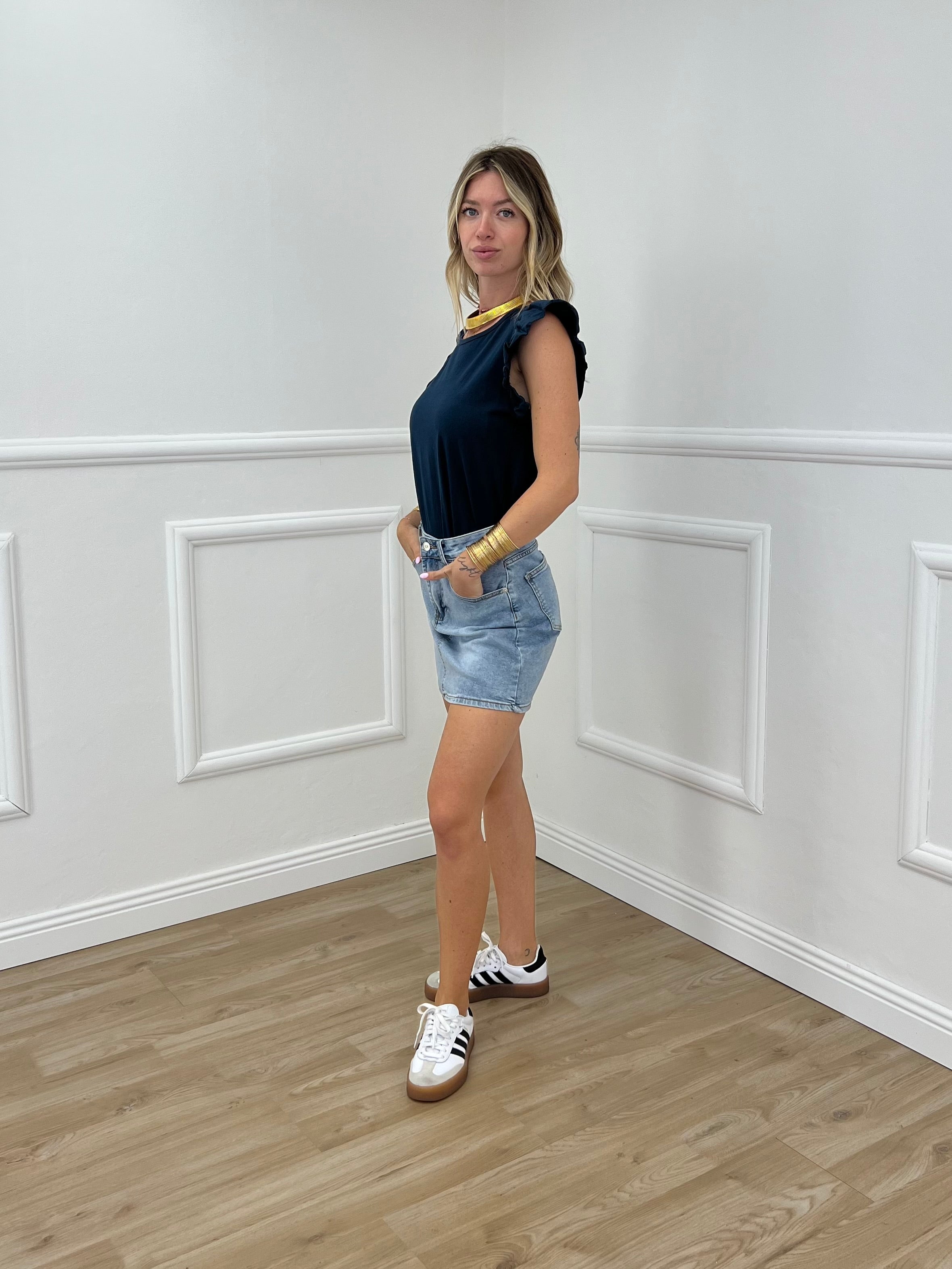 T-shirt Con Rouches 1673 Blu Royal