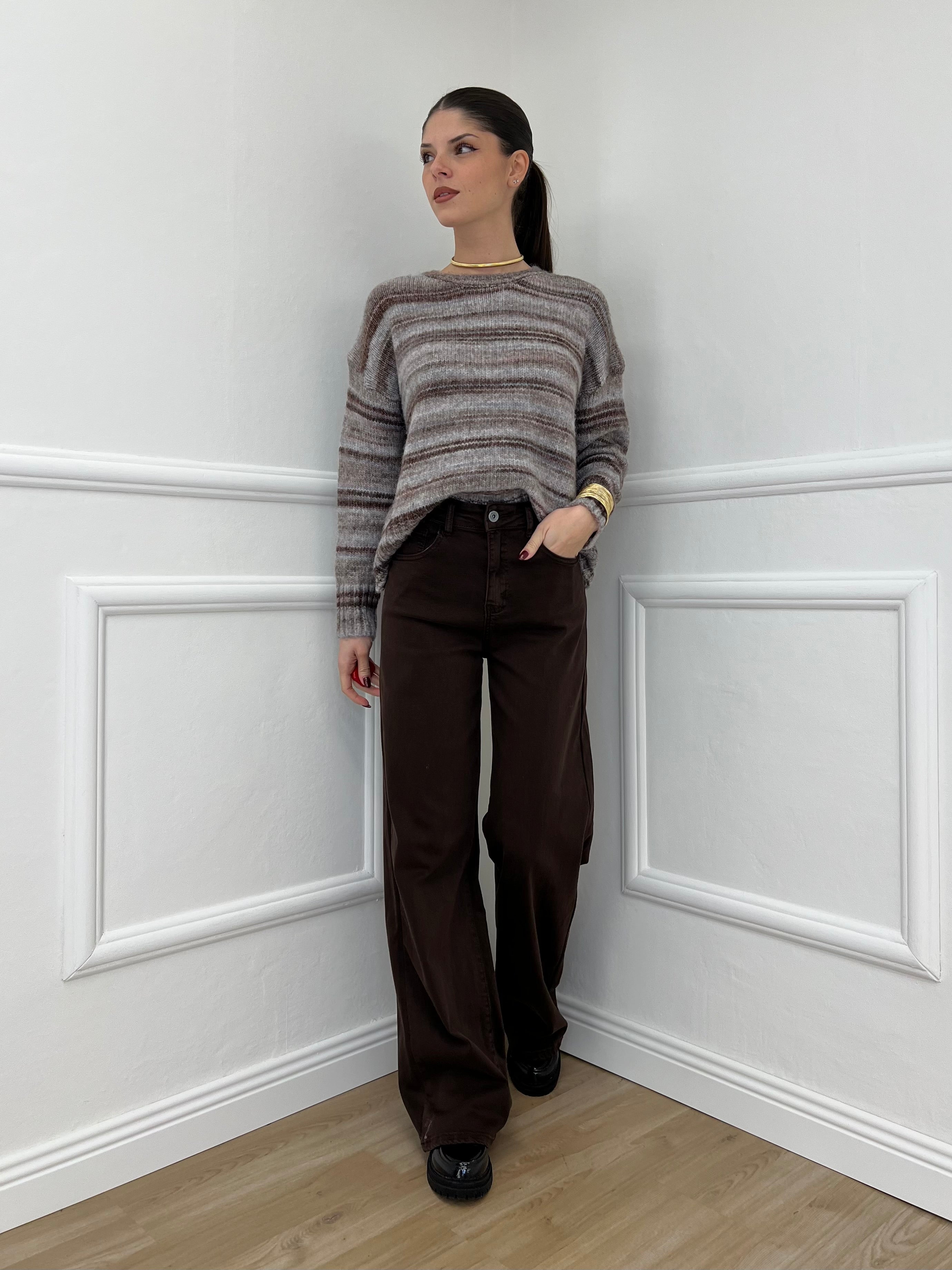 Jeans a Palazzo 2297 Marrone