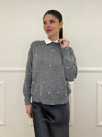Maglia Perle Girocollo 7313 Grigio