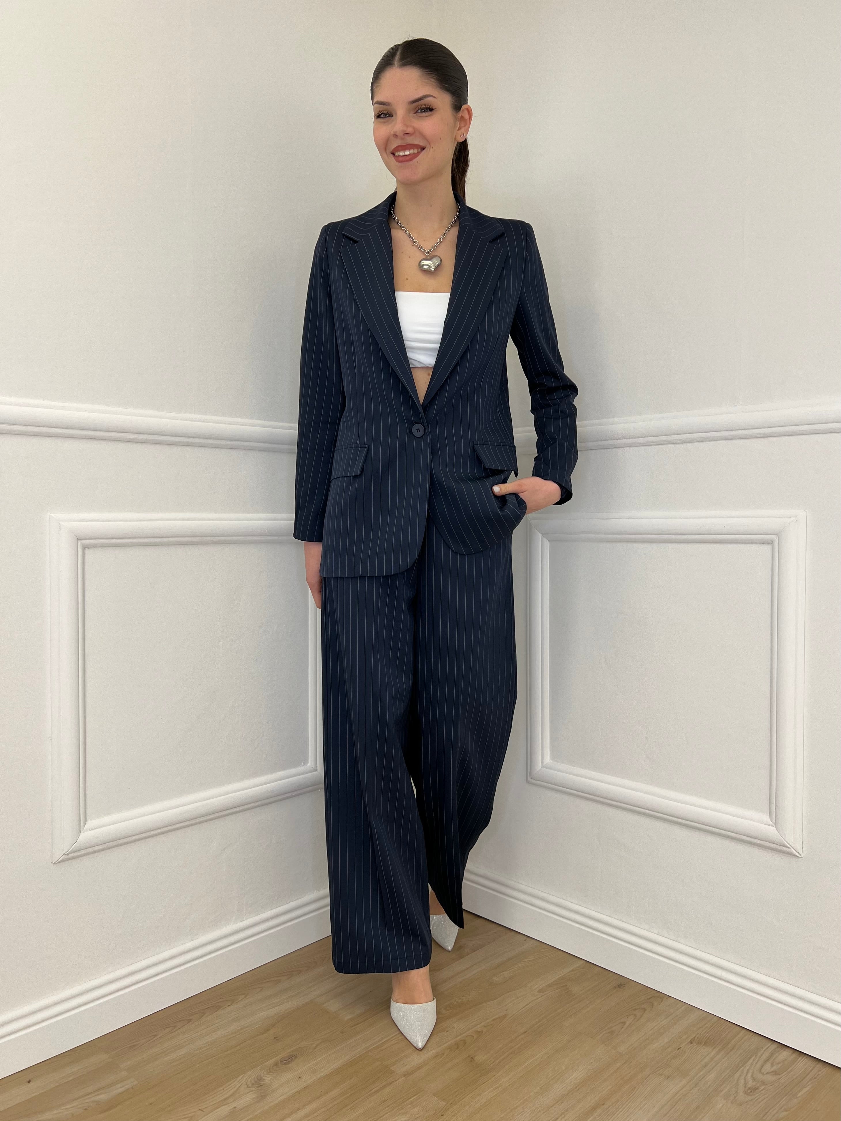 Tailleur Gessato G27636 Blu