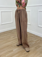 Pantalone Balloon 100% Lino 825699 Tabacco