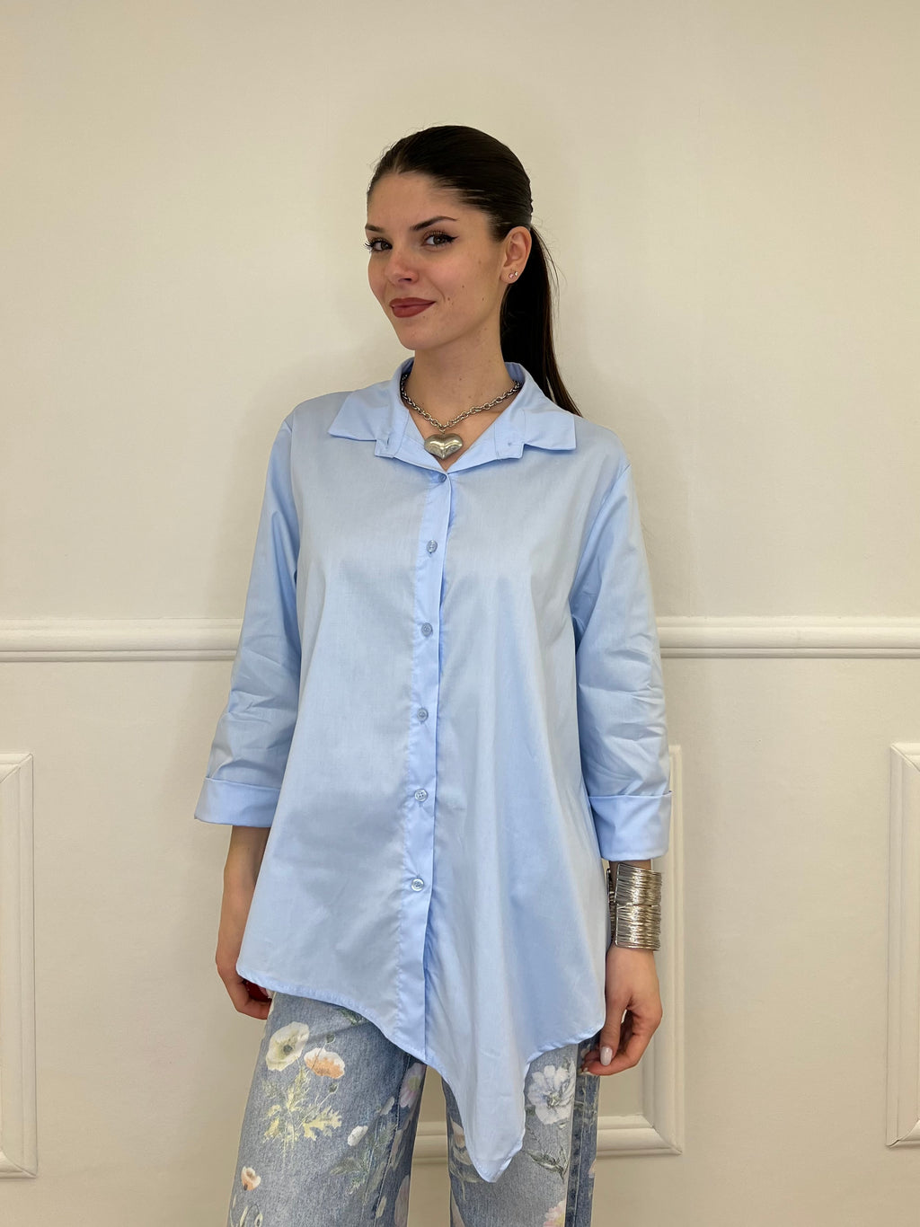 Camicia Asimmetrica 41915 Azzurro