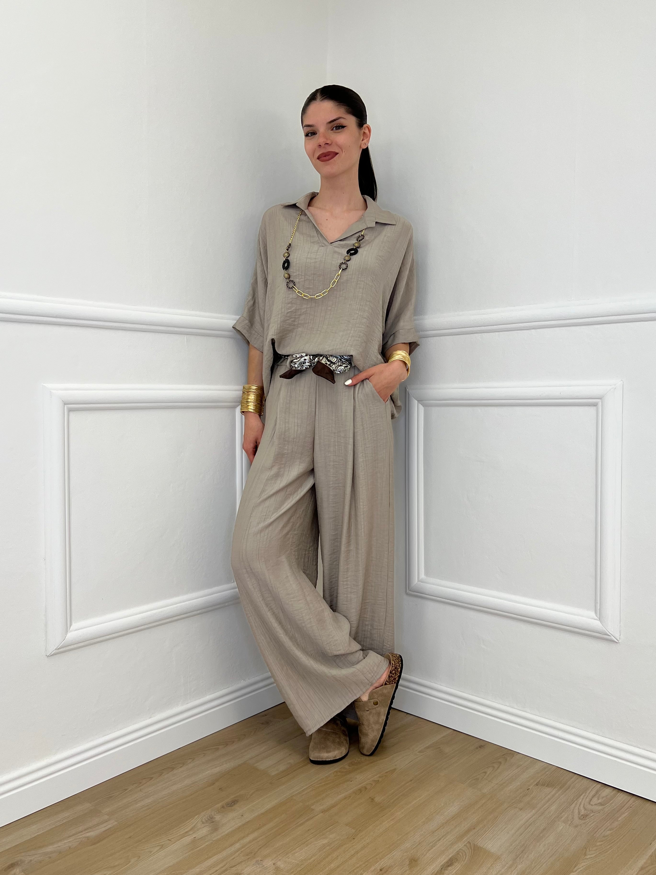 Camicia Fluida Strop 26081 Taupe