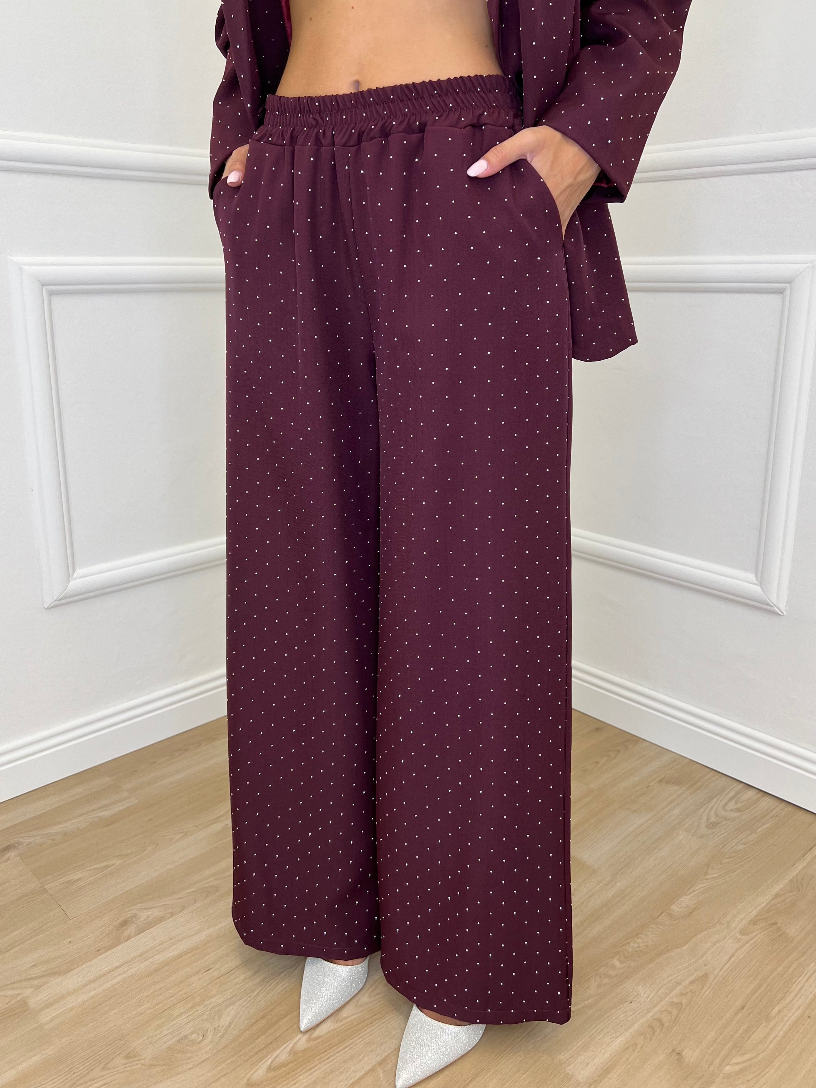 Tailleur Micro Borchie L5181 Bordeaux - Bazar Abbigliamento