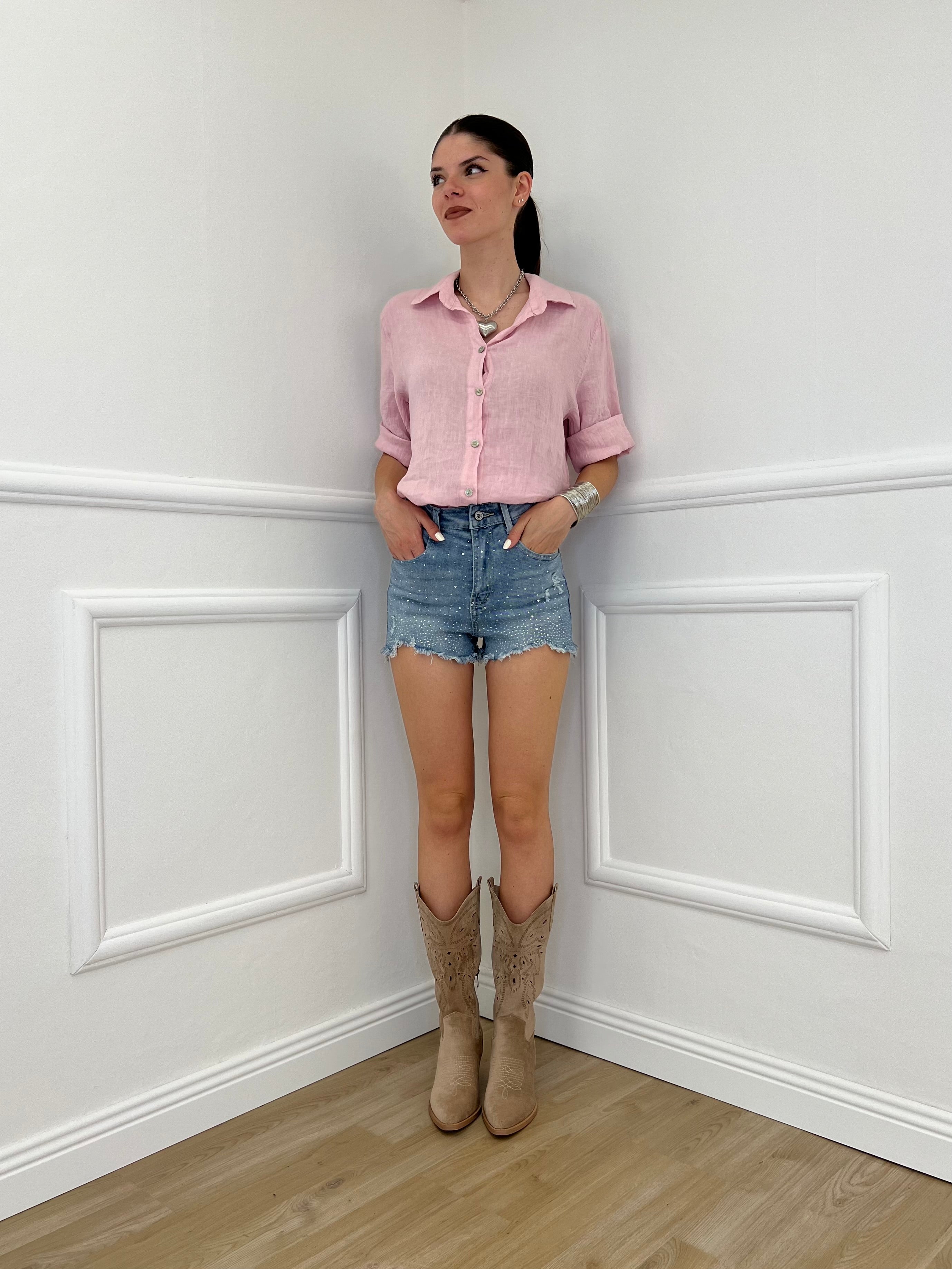 Camicia Over In Lino 1789 Rosa