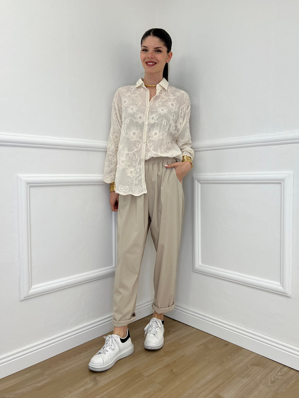 Pantalone Baggy Viscosa 2815 Beige