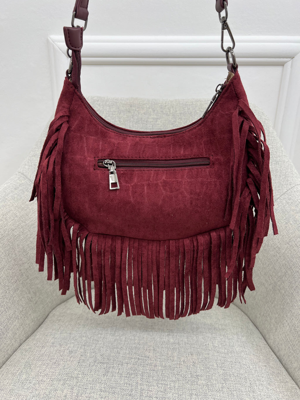 Borsa Hobo Scamosciata Frange 90677