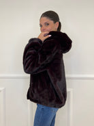 Pelliccia Gioiello Cappuccio C039 Bordeaux - Bazar Abbigliamento