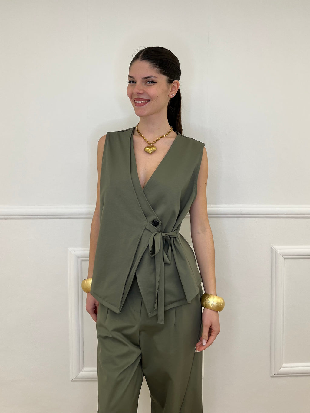 Gilet Fiocco Punto Milano 42144 Verde Militare