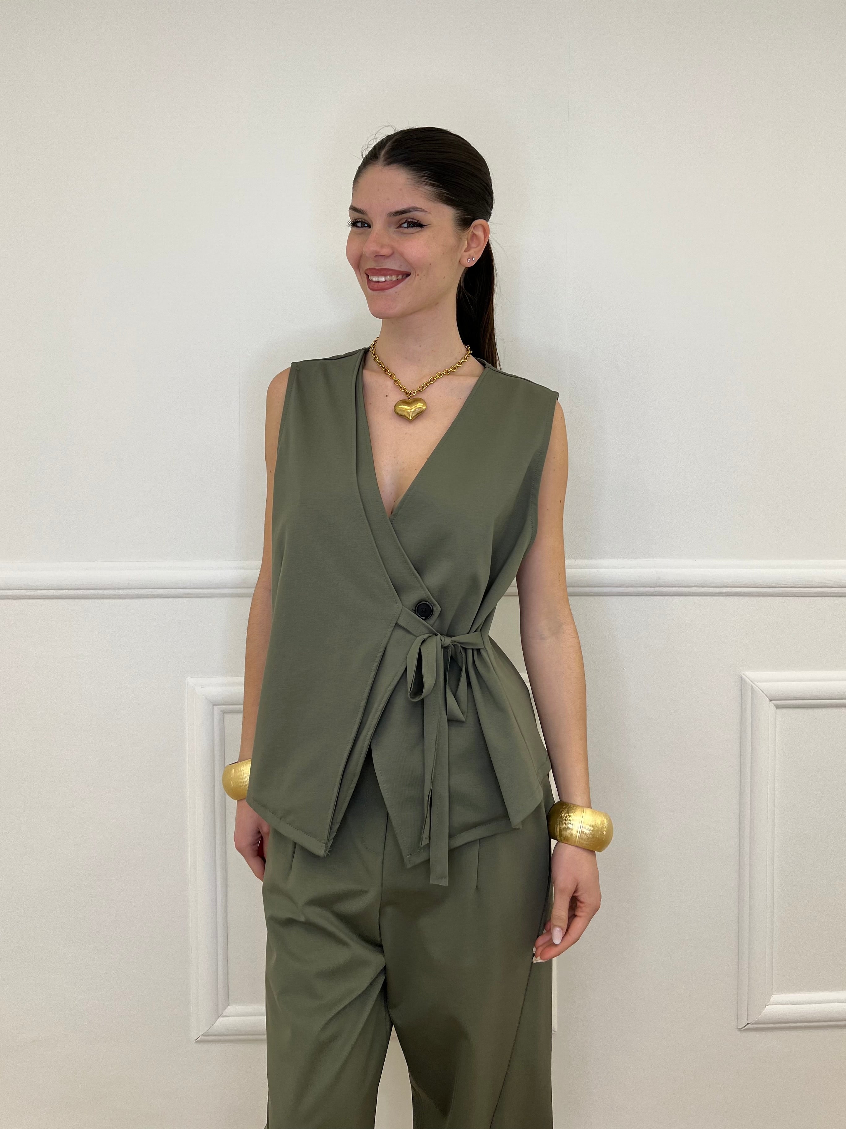 Gilet Fiocco Punto Milano 42144 Verde Militare