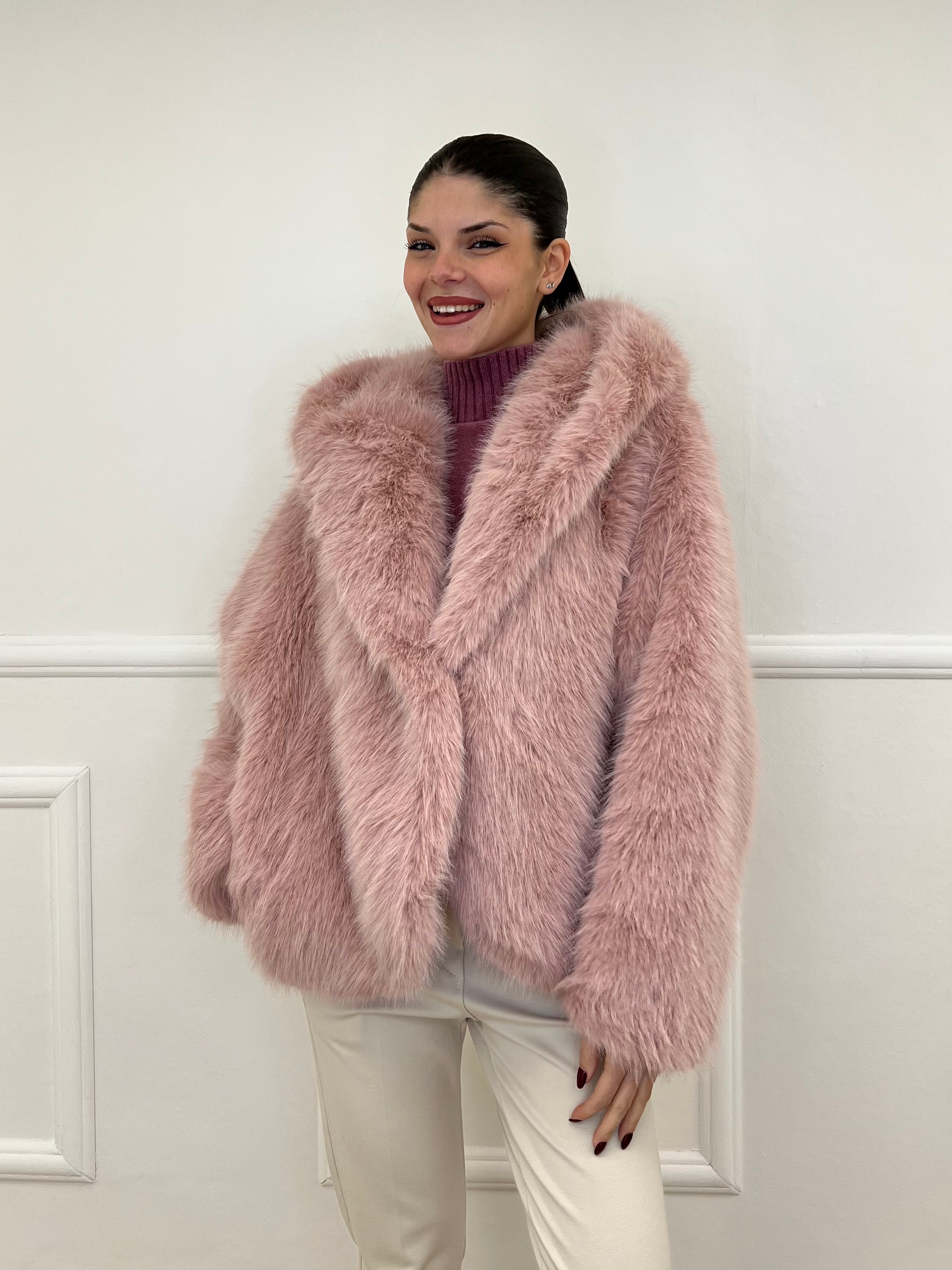 Pelliccia Cappuccio 9422 Rosa