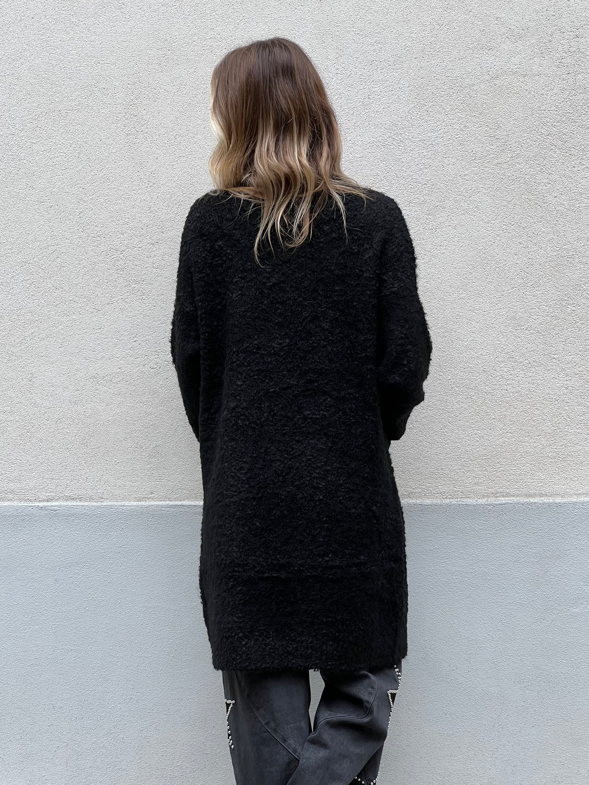 Cardigan Lana e Viscosa Bouclé 125 Nero