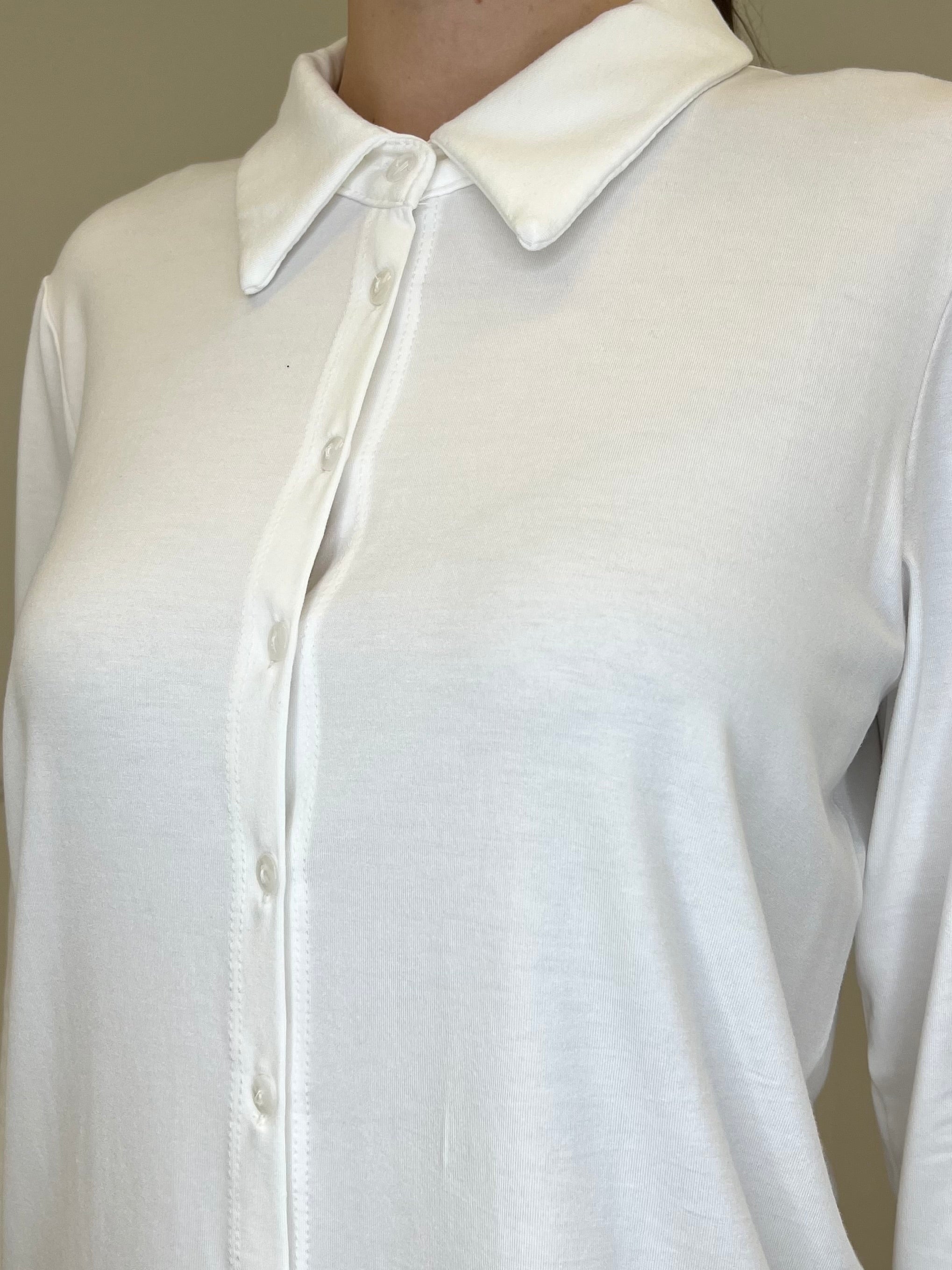 Camicia in Jersey di Viscosa 28163 Bianco