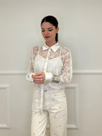 Twin Set Camicia in Pizzo e Top Y7097 Ecru