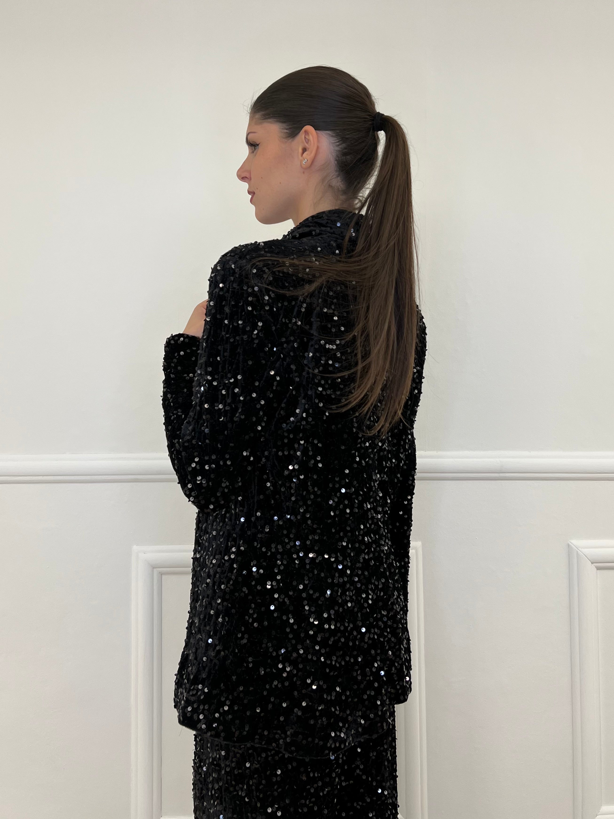 Giacca Ciniglia Paillettes 2466 Nero