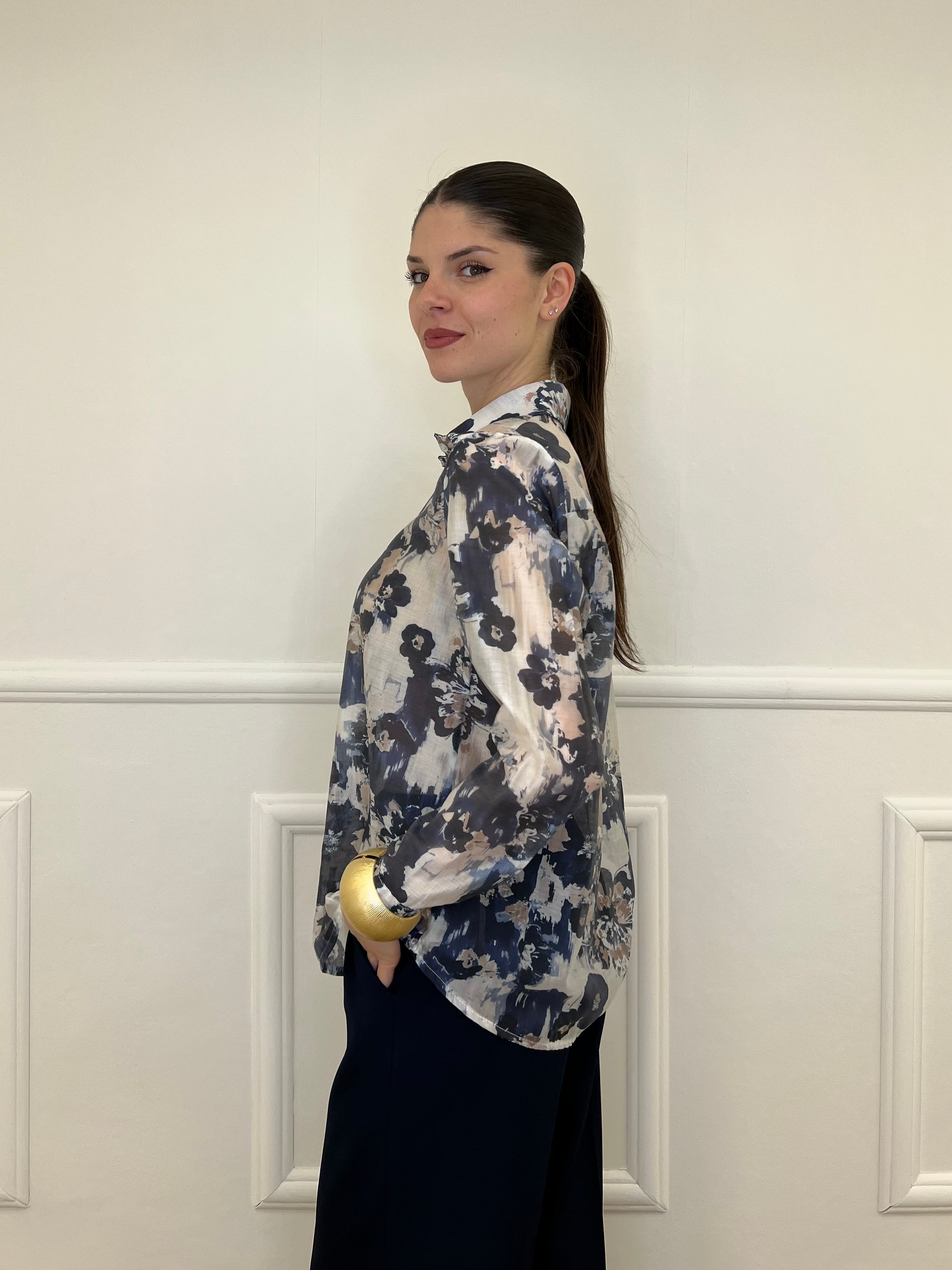 Camicia Tencel Fantasia 3189 Blu