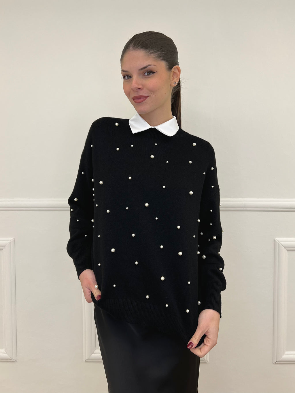 Maglia Perle Girocollo 7313 Nero