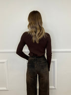 Maglia Slim a Costine KH1711 Marrone