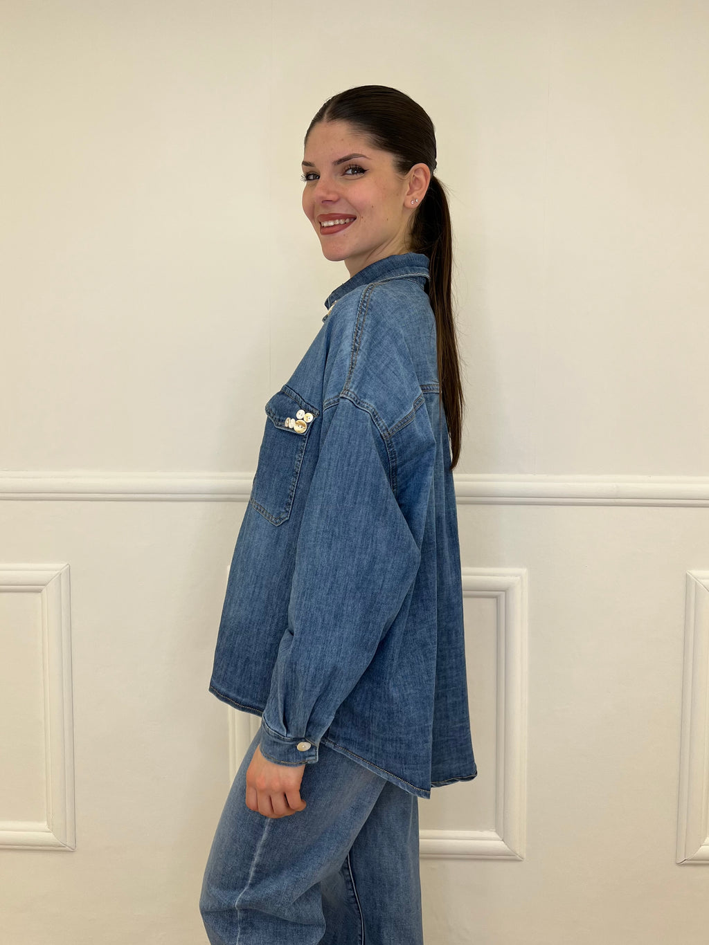 Camicia Denim Over Bottoni JC971