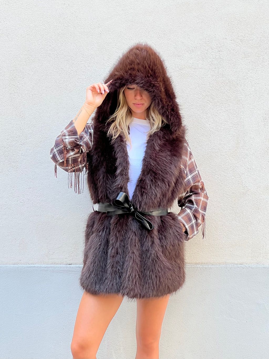 Maxi Gilet Pelliccia Fusciacca 26005 Marrone