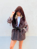 Maxi Gilet Pelliccia Fusciacca 26005 Marrone
