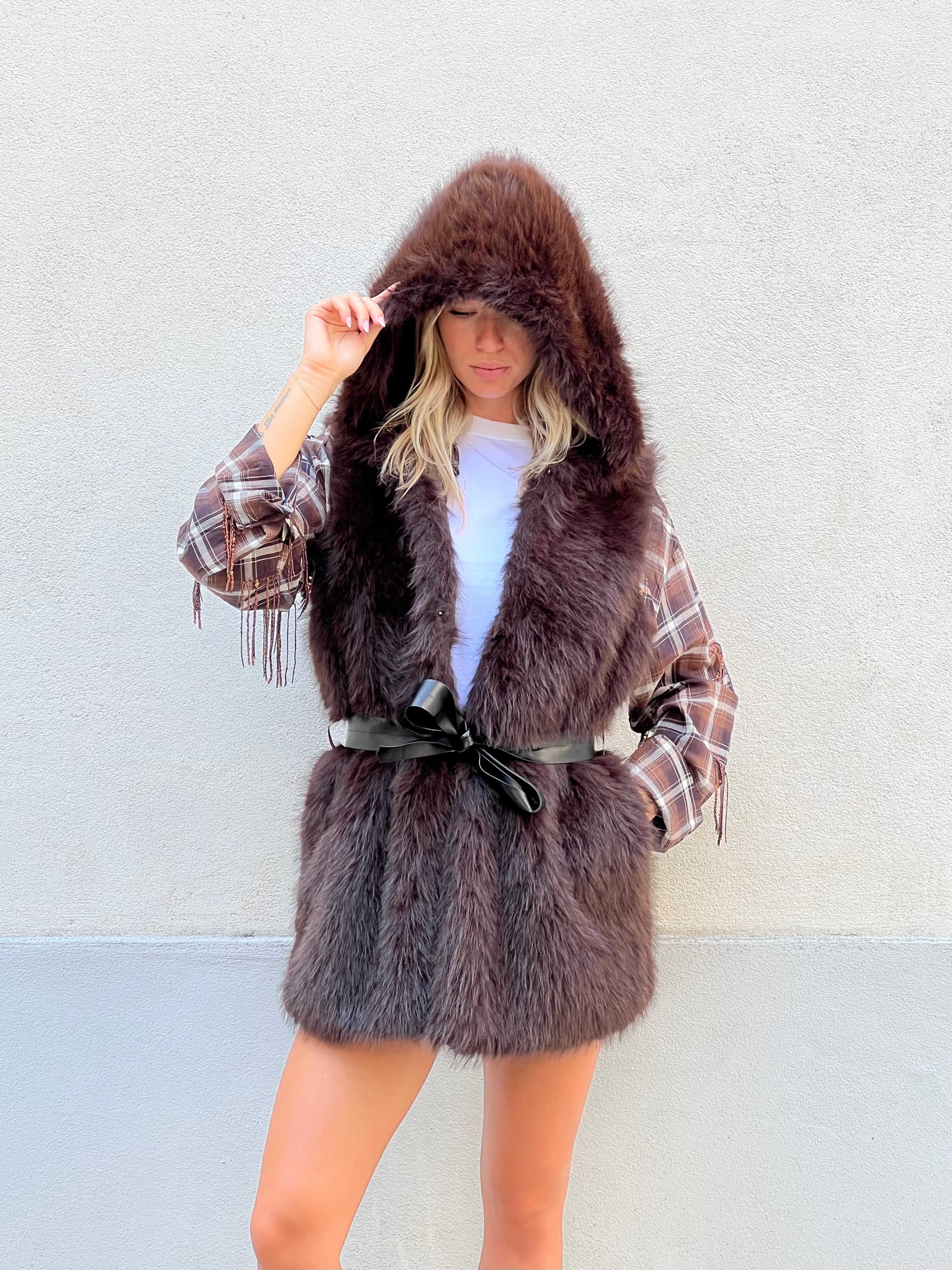 Maxi Gilet Pelliccia Fusciacca 26005 Marrone