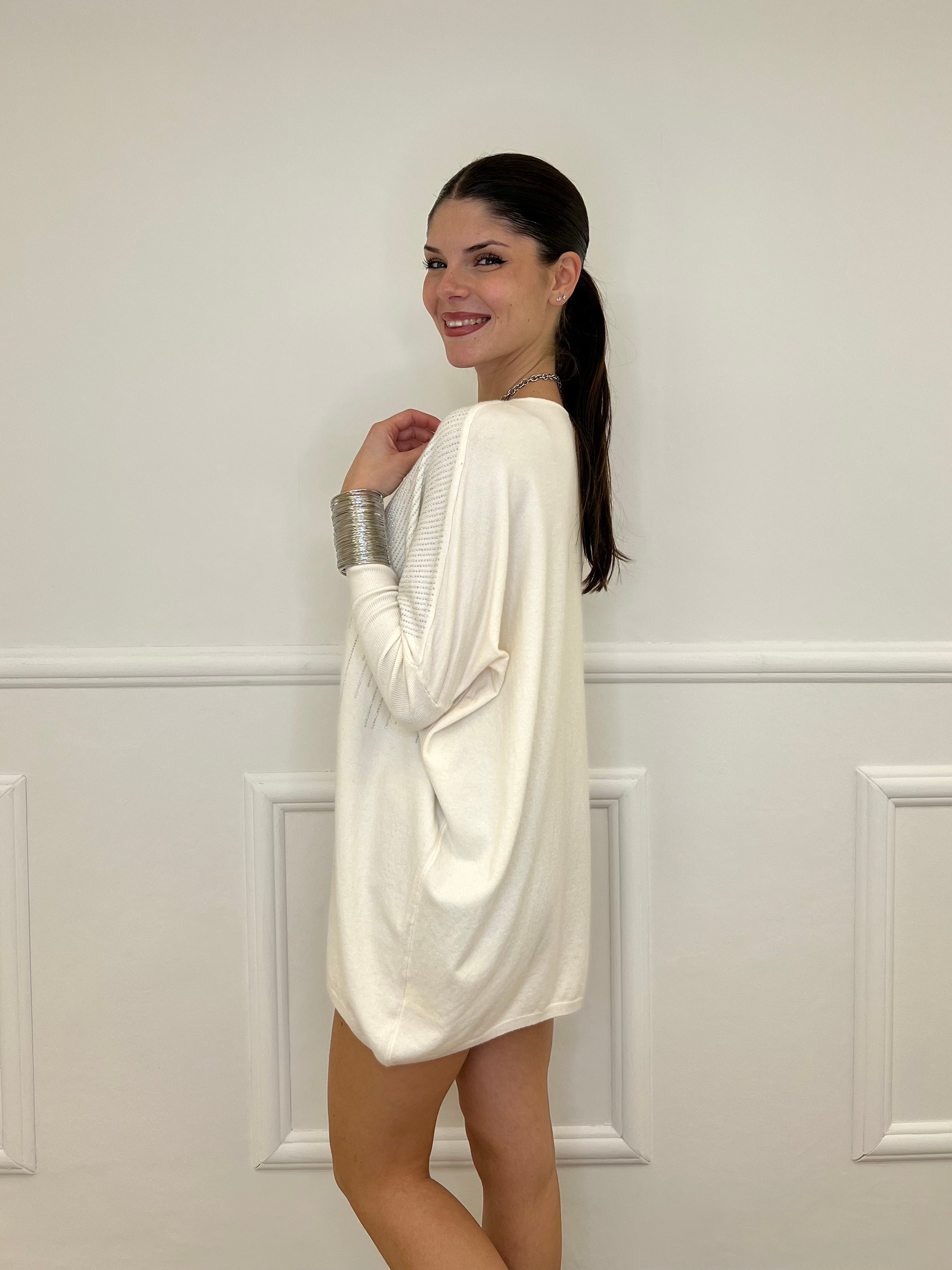 Maxi Maglia Strass 5292 Panna