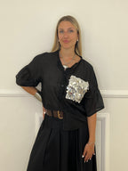 Camicia Tasca Paillettes 672-150 Nero