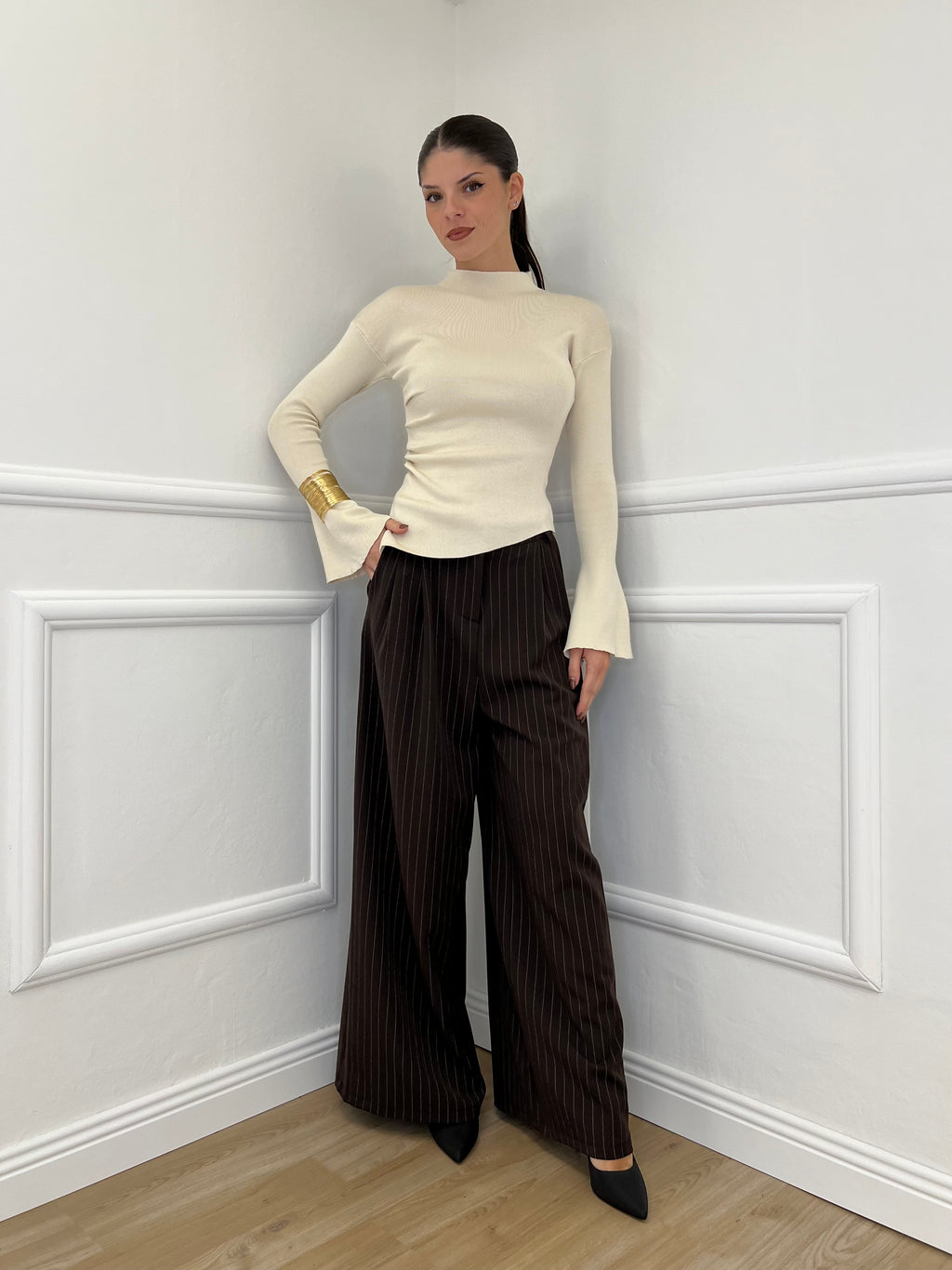 Maglia Drappeggio 081168 Panna