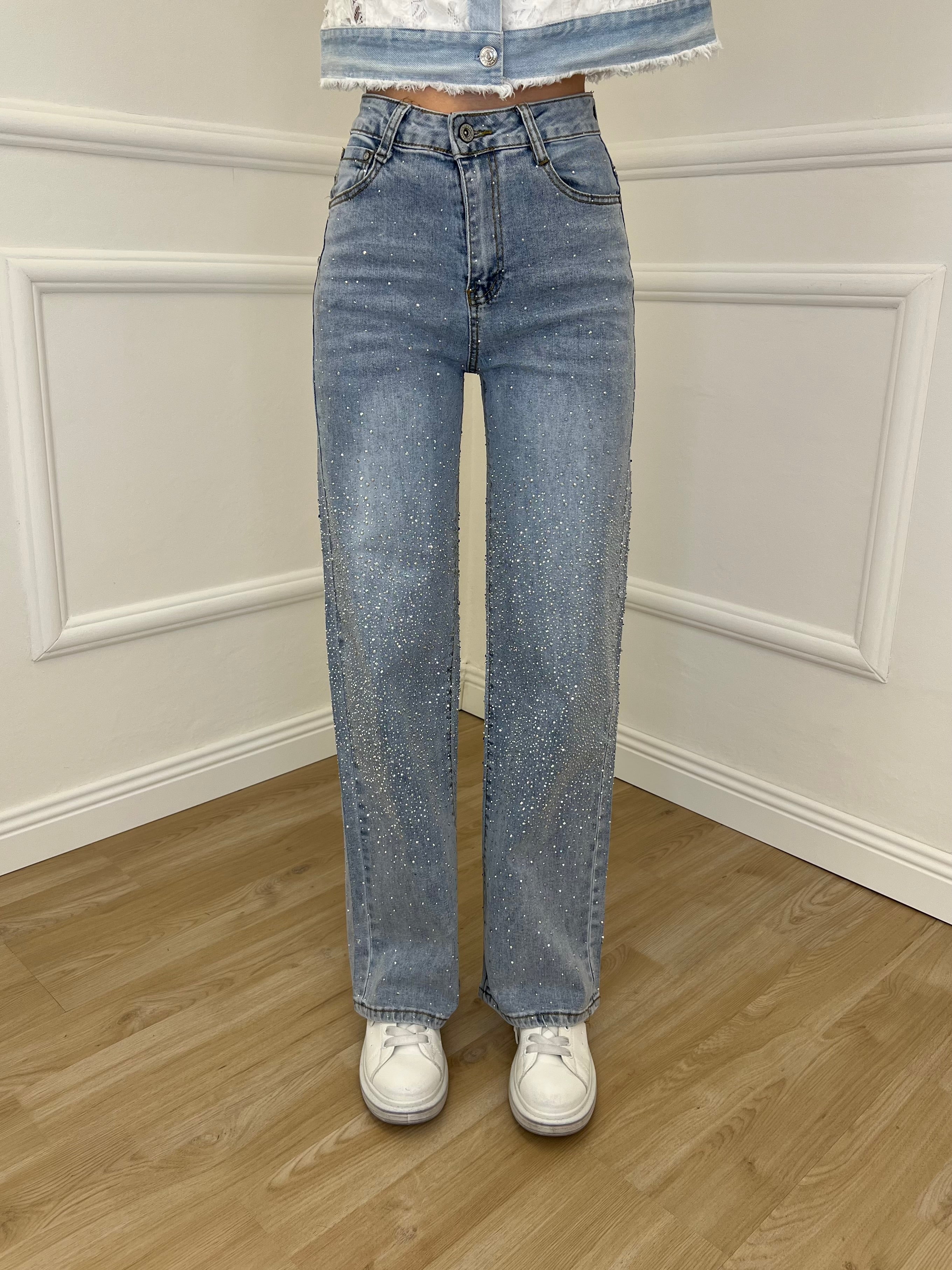 Jeans Strass 5051 Azzurro